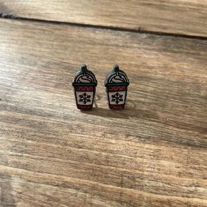 Coffee Cup Earrings Christmas Wooden Festive